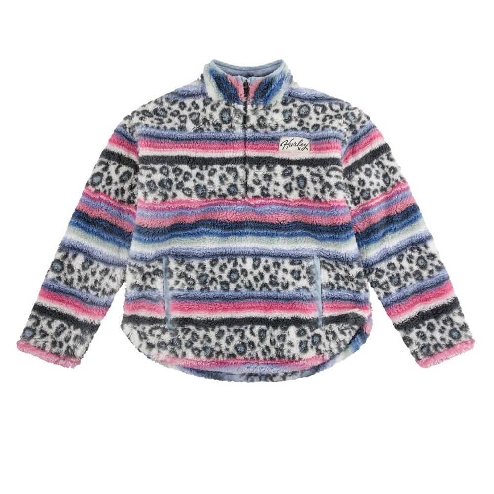 Hurley Girls Sherpa Printed Quarter-Zip Jacket